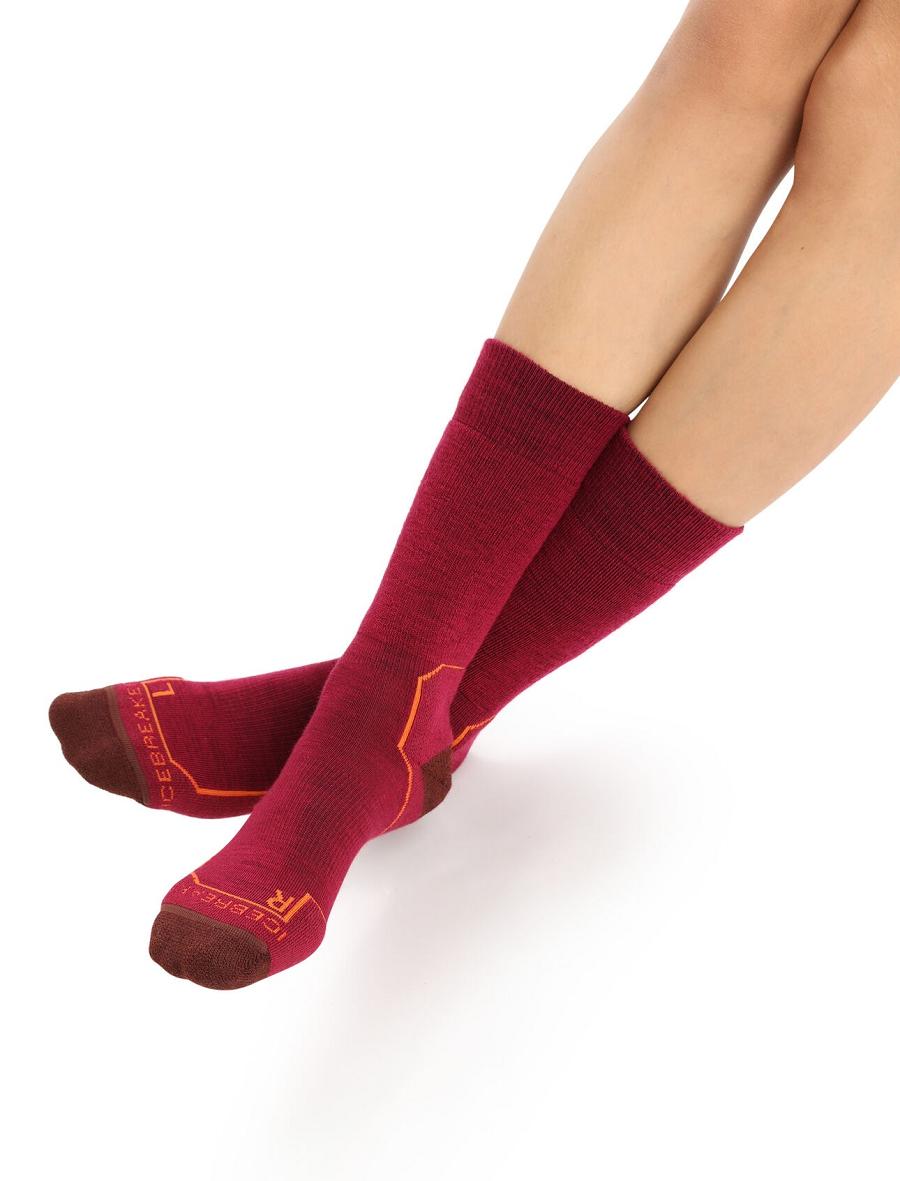 Cherry / Espresso Women's Icebreaker Merino Hike+ Medium Crew Socks | USA 1430HAPK